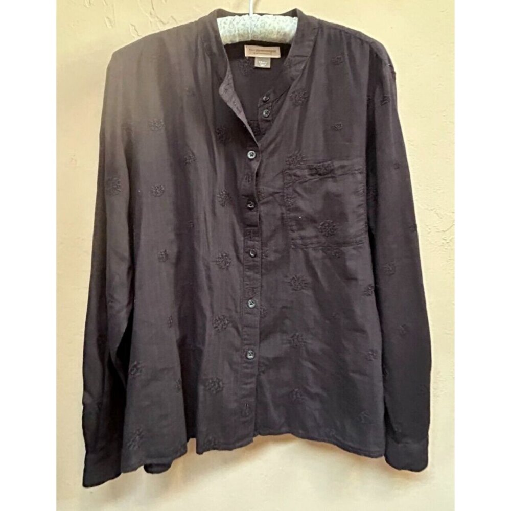 Anthropologie Pilcro Womens Top Small The Whitney Trapeze Buttondown Shirt Black